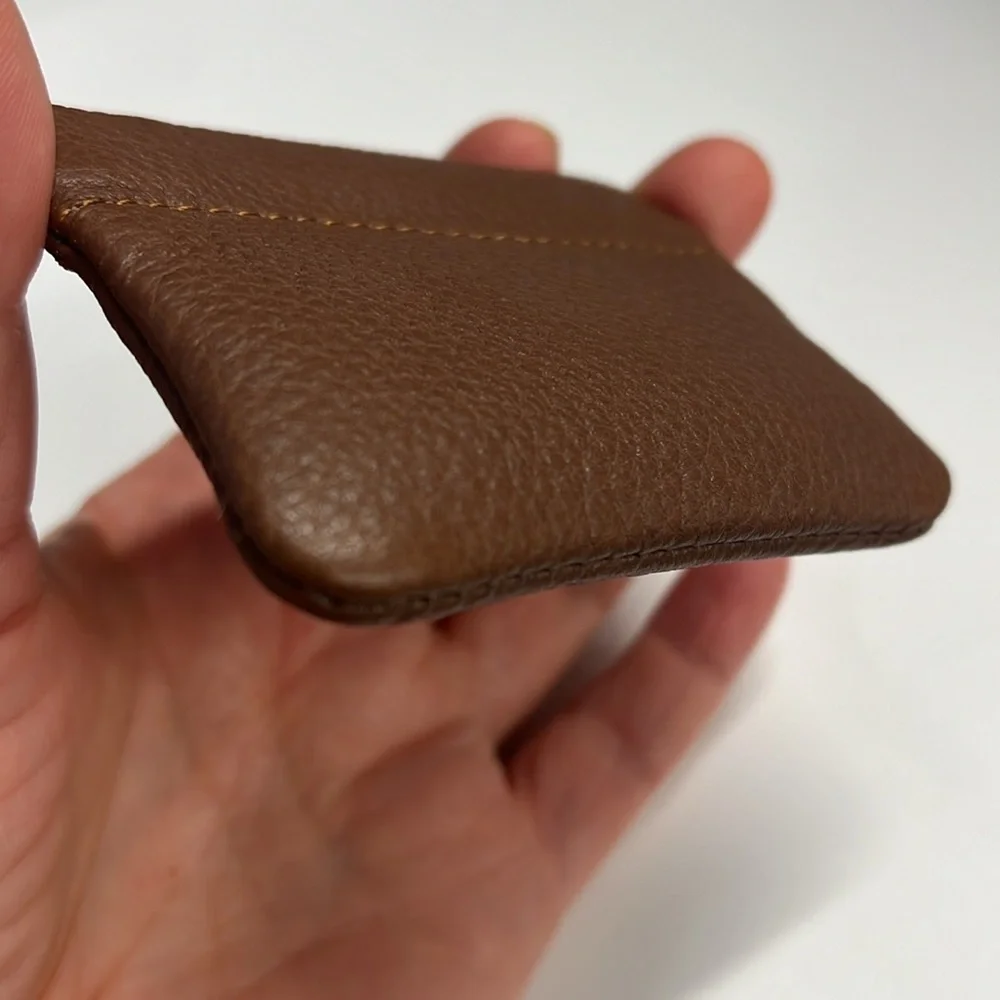Vintage Brown Pebbled Leather Snap Frame Coin Key Pouch